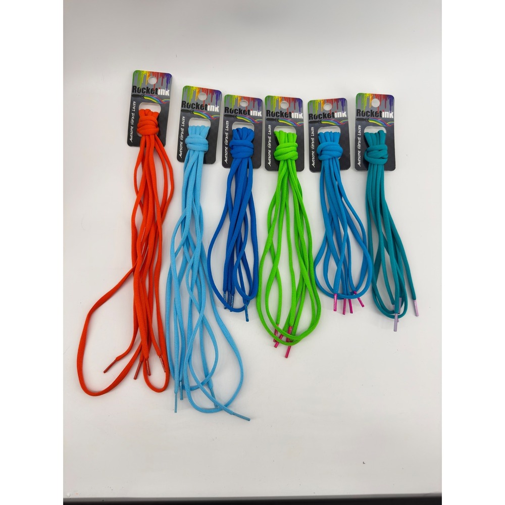 RocketInk Awesome Vibrant Laces Round Shoelaces Bundle 6 Pairs Multi Color New